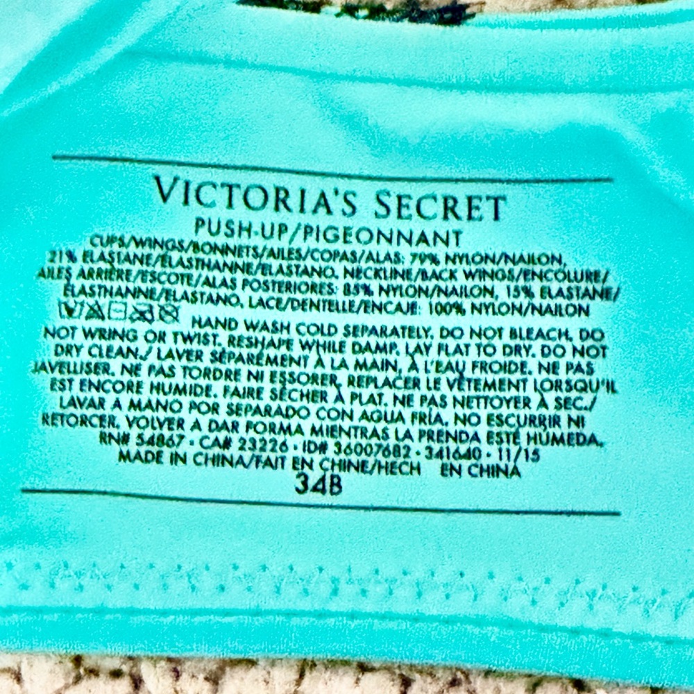 Victoria's Secret Lace Push-Up Bra Set - Pink -Mauve & Teal with Black Lace - Picture 7 of 7